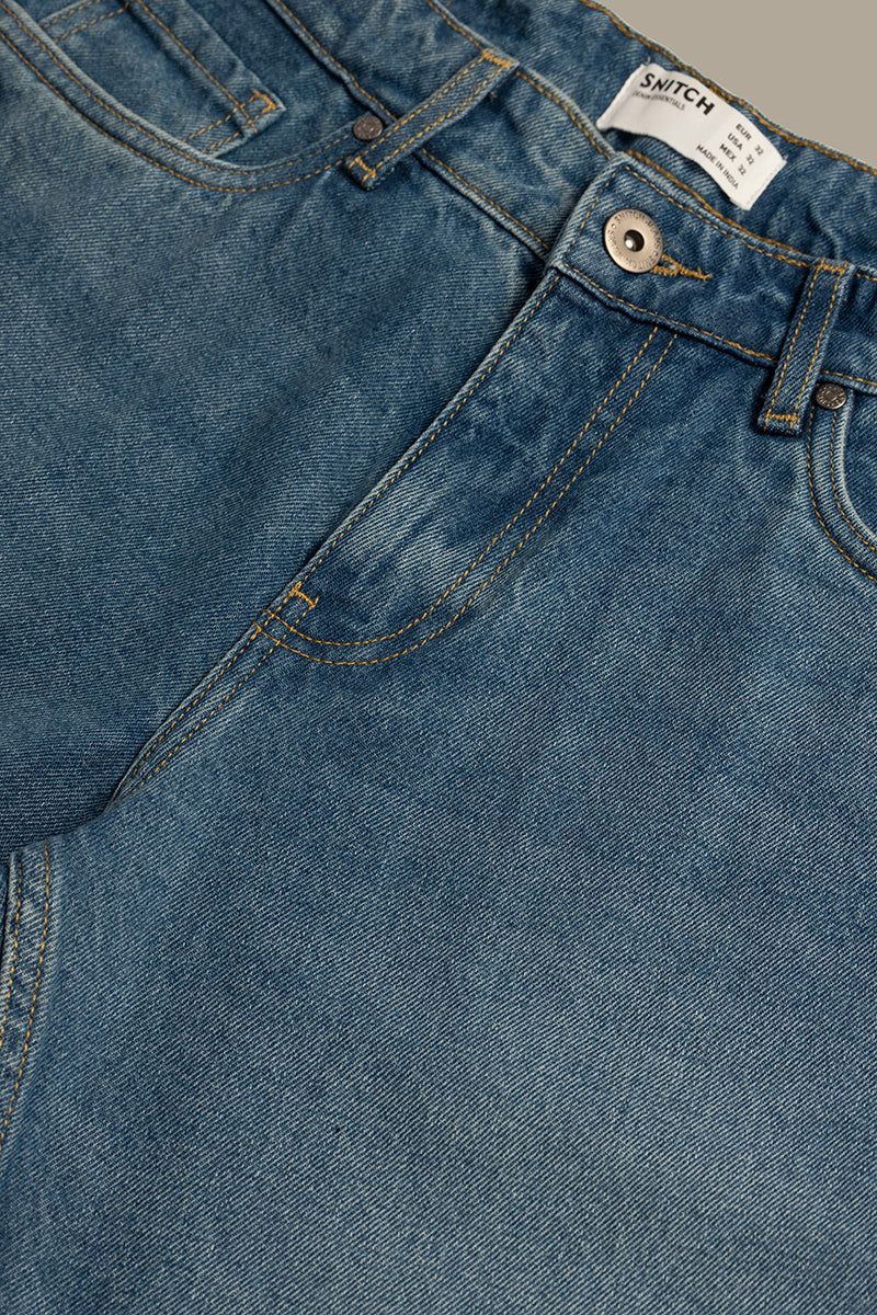 Men's Blue Casual Regular Fit Solid Jeans