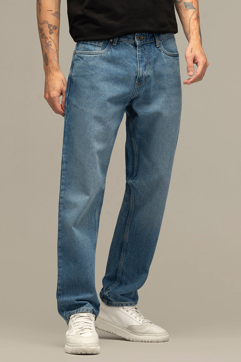 Men's Blue Casual Regular Fit Solid Jeans