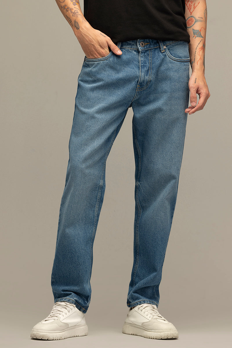 Men's Blue Casual Regular Fit Solid Jeans
