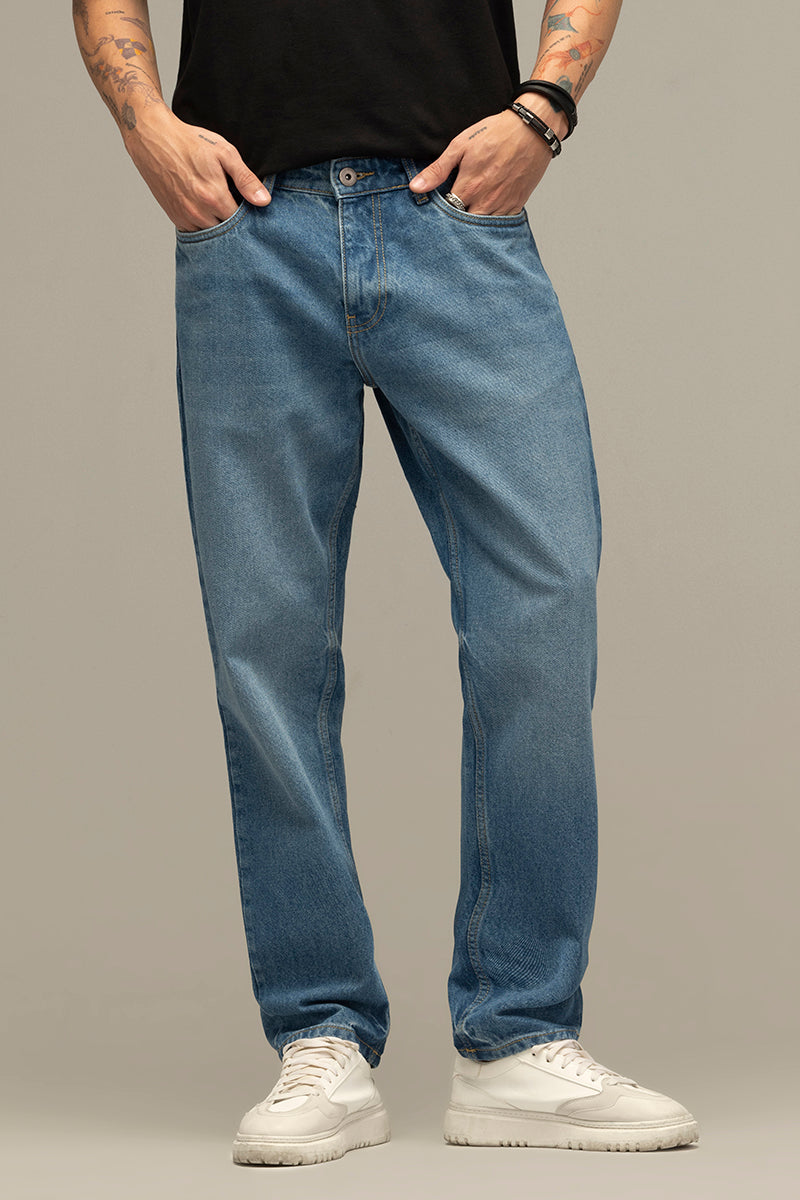 Men's Blue Casual Regular Fit Solid Jeans