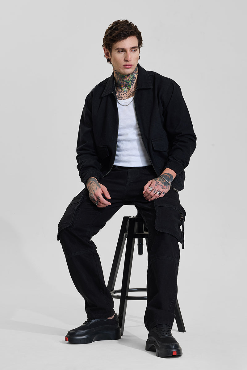 Men's Black Casual Baggy Fit Jeans