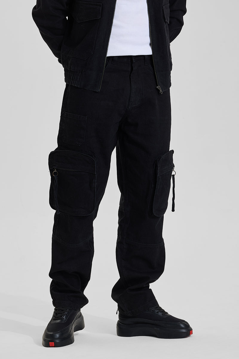 Men's Black Casual Baggy Fit Jeans