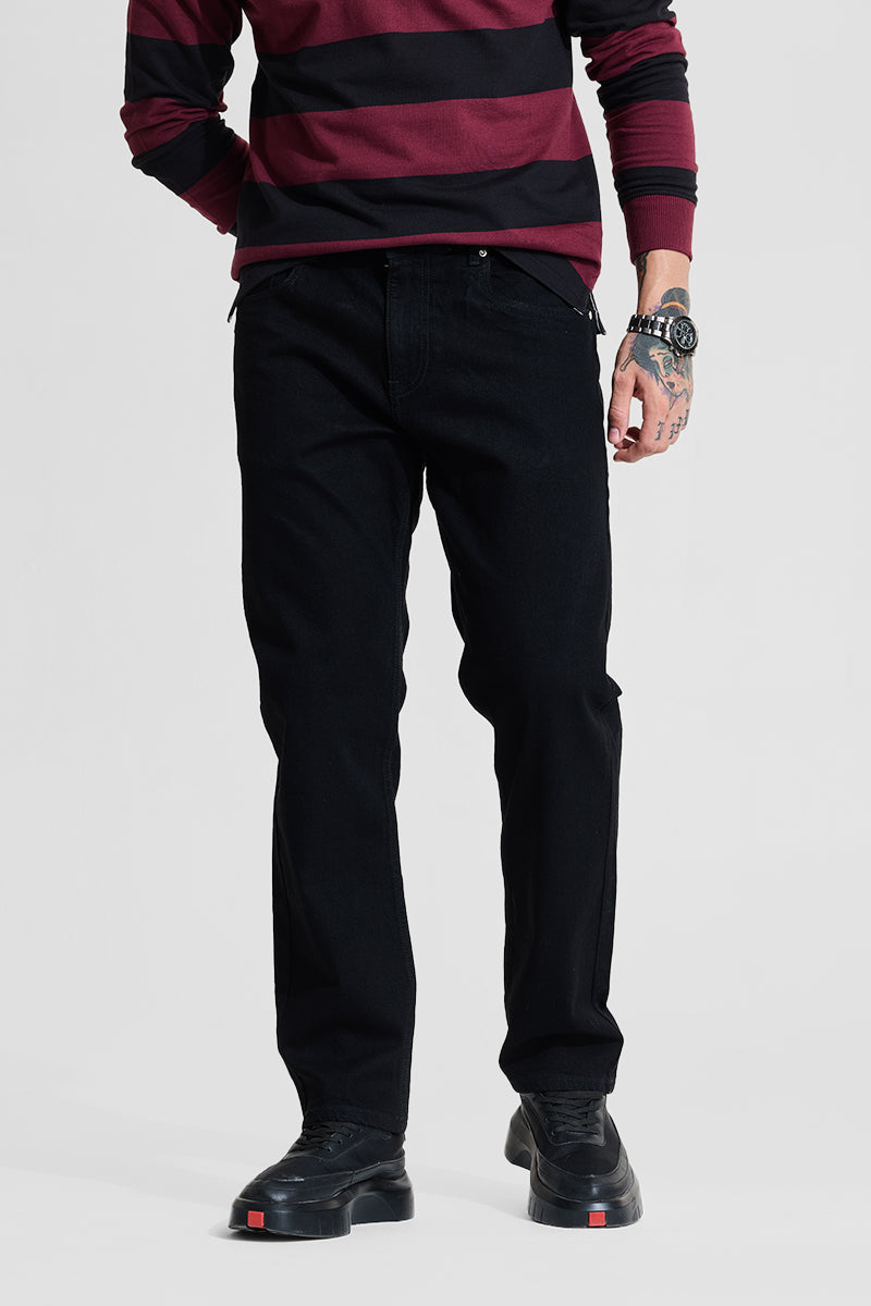 Men's Black Casual Regular Fit Jeans