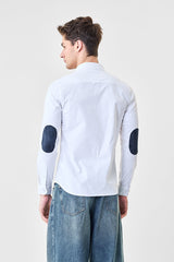 Men's White Casual Slim Fit Solid Full Sleeves Shirt