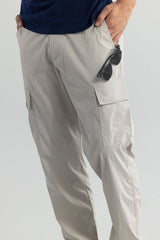 Men's Grey Casual Tapered Fit Solid Cargo