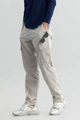 Men's Grey Casual Tapered Fit Solid Cargo