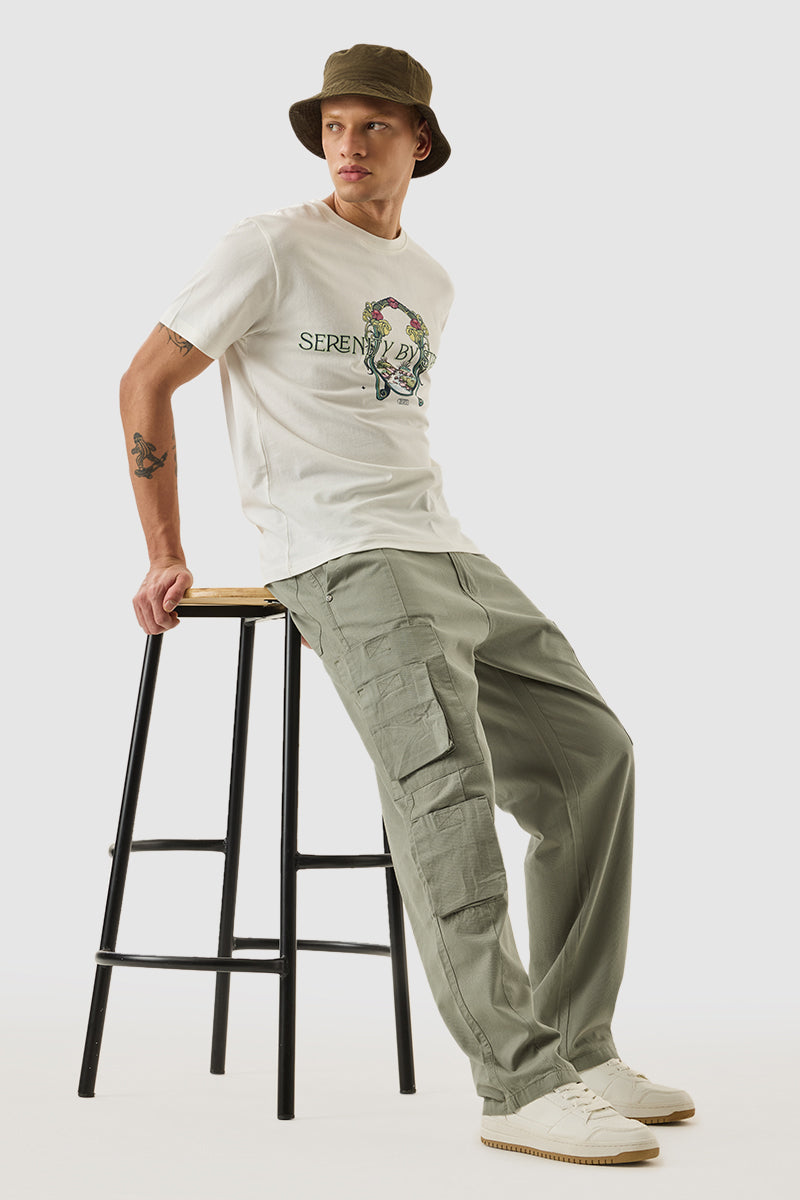 Men's Green Casual Regular Fit Solid Cargo