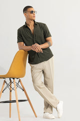 Men's Beige Casual Relaxed Fit Solid Trouser
