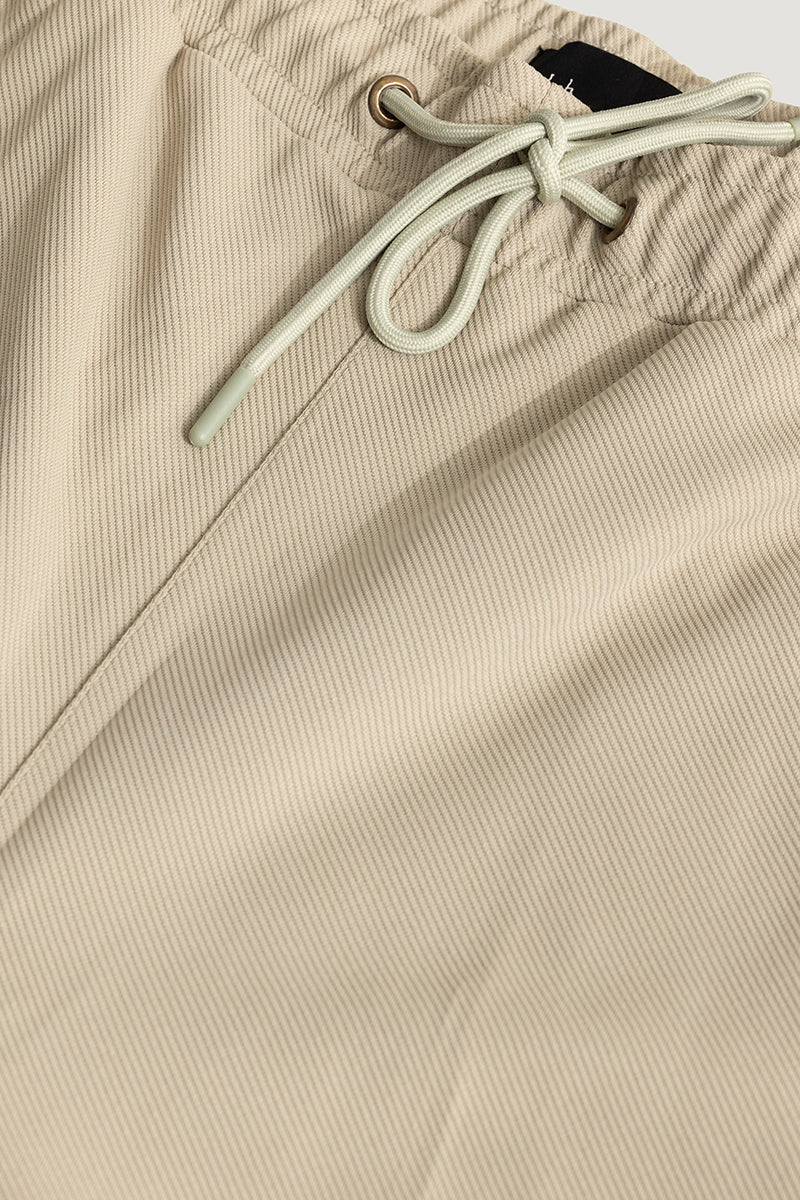 Men's Beige Casual Relaxed Fit Solid Trouser