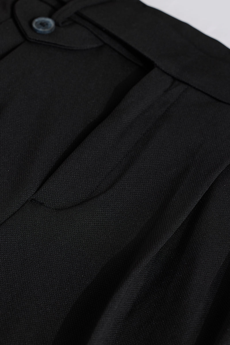 Men's Black Casual Regular Fit Solid Trousers