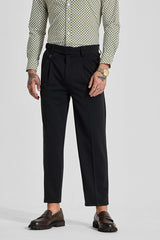 Men's Black Casual Regular Fit Solid Trousers