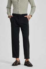 Men's Black Casual Regular Fit Solid Trousers