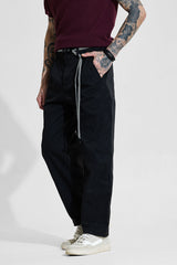 Men's Black Casual Regular Fit Solid Trousers