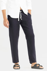 Men's Navy Casual Regular Fit Solid Trouser