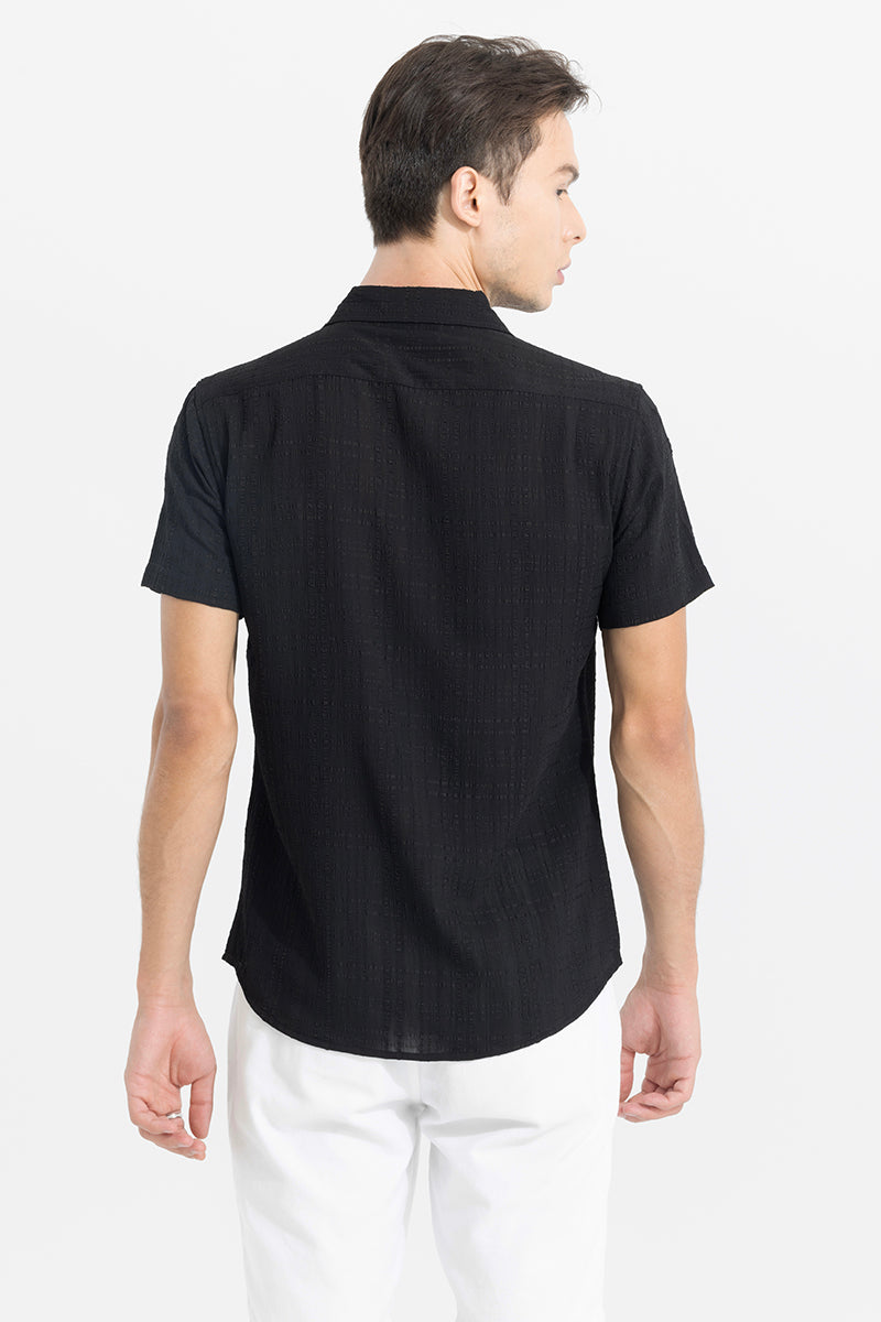 Men's Black Casual Slim Fit Printed Half Sleeves Shirt