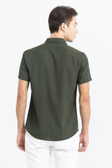 Men's Green Casual Slim Fit Printed Half Sleeves Shirt