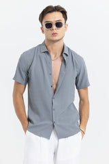 Men's Grey Casual Slim Fit Printed Half Sleeves Shirt
