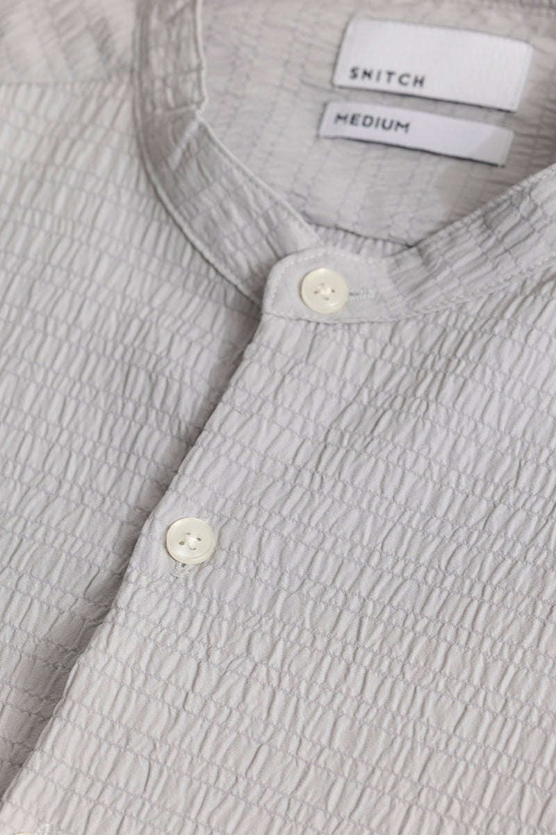 Men's Grey Casual Slim Fit Printed Full Sleeves Shirt