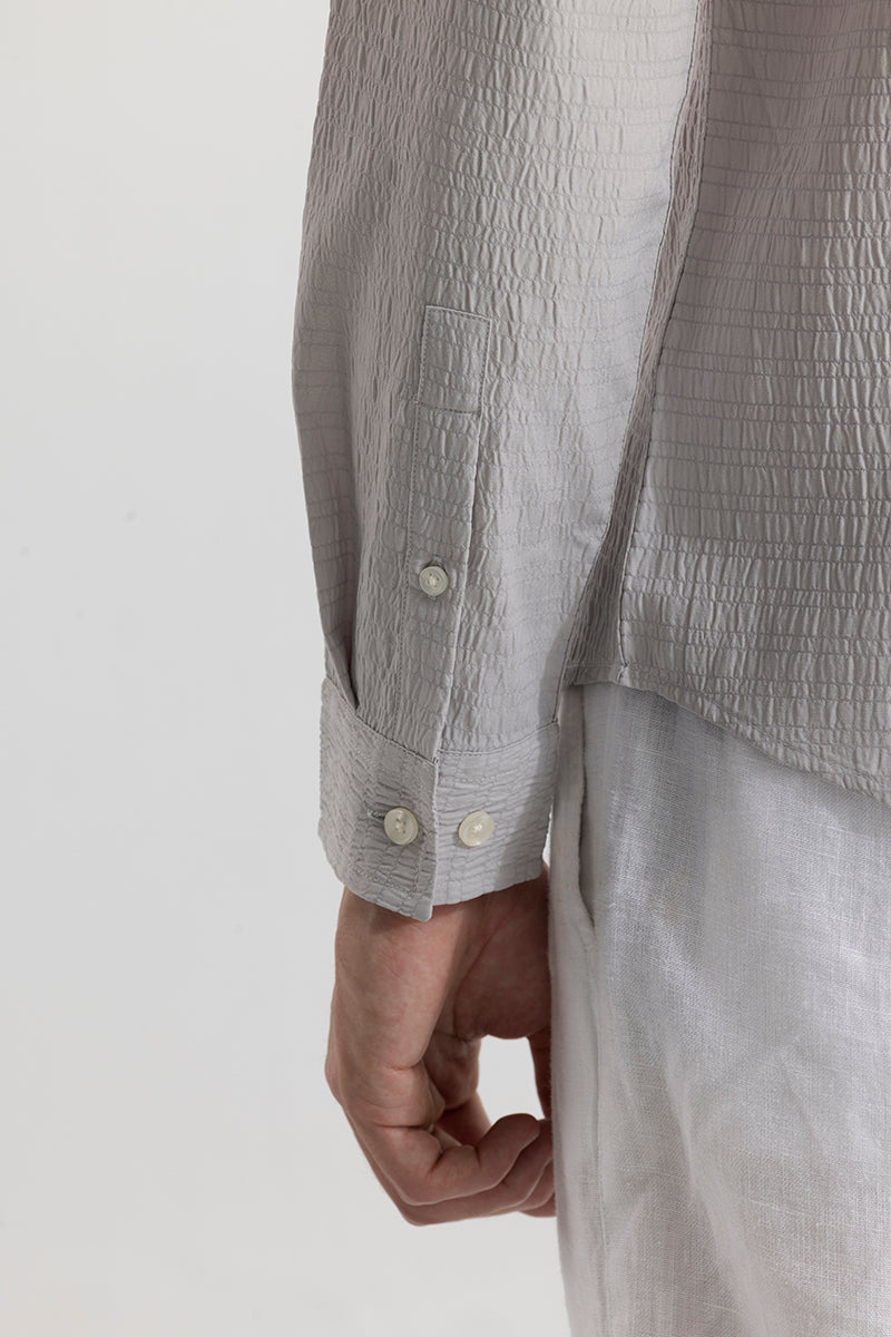 Men's Grey Casual Slim Fit Printed Full Sleeves Shirt