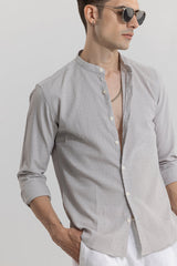 Men's Grey Casual Slim Fit Printed Full Sleeves Shirt