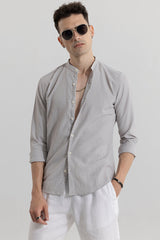 Men's Grey Casual Slim Fit Printed Full Sleeves Shirt