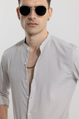 Men's Grey Casual Slim Fit Printed Full Sleeves Shirt