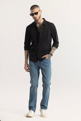 Men's Black Casual Slim Fit Printed Full Sleeves Shirt
