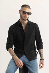 Men's Black Casual Slim Fit Printed Full Sleeves Shirt