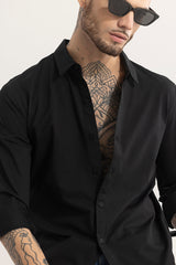 Men's Black Casual Slim Fit Printed Full Sleeves Shirt