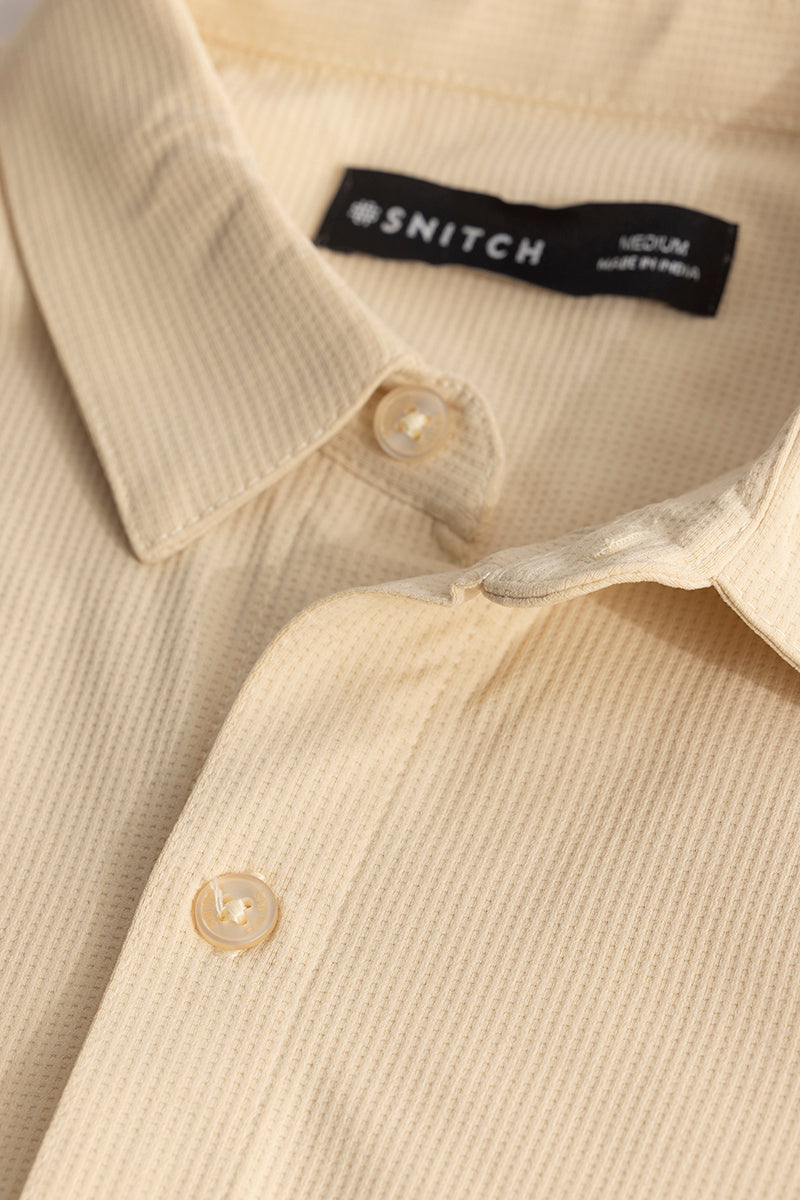 Men's Beige Casual Slim Fit Printed Full Sleeves Shirt