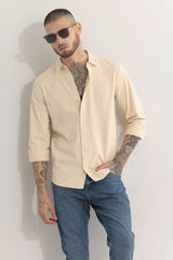 Men's Beige Casual Slim Fit Printed Full Sleeves Shirt