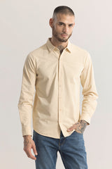 Men's Beige Casual Slim Fit Printed Full Sleeves Shirt