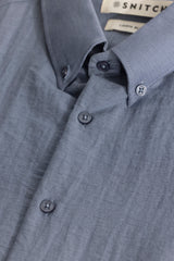 Men's Grey Casual Slim Fit Printed Full Sleeves Shirt