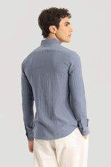 Men's Grey Casual Slim Fit Printed Full Sleeves Shirt