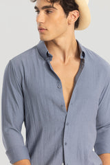 Men's Grey Casual Slim Fit Printed Full Sleeves Shirt