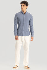 Men's Grey Casual Slim Fit Printed Full Sleeves Shirt