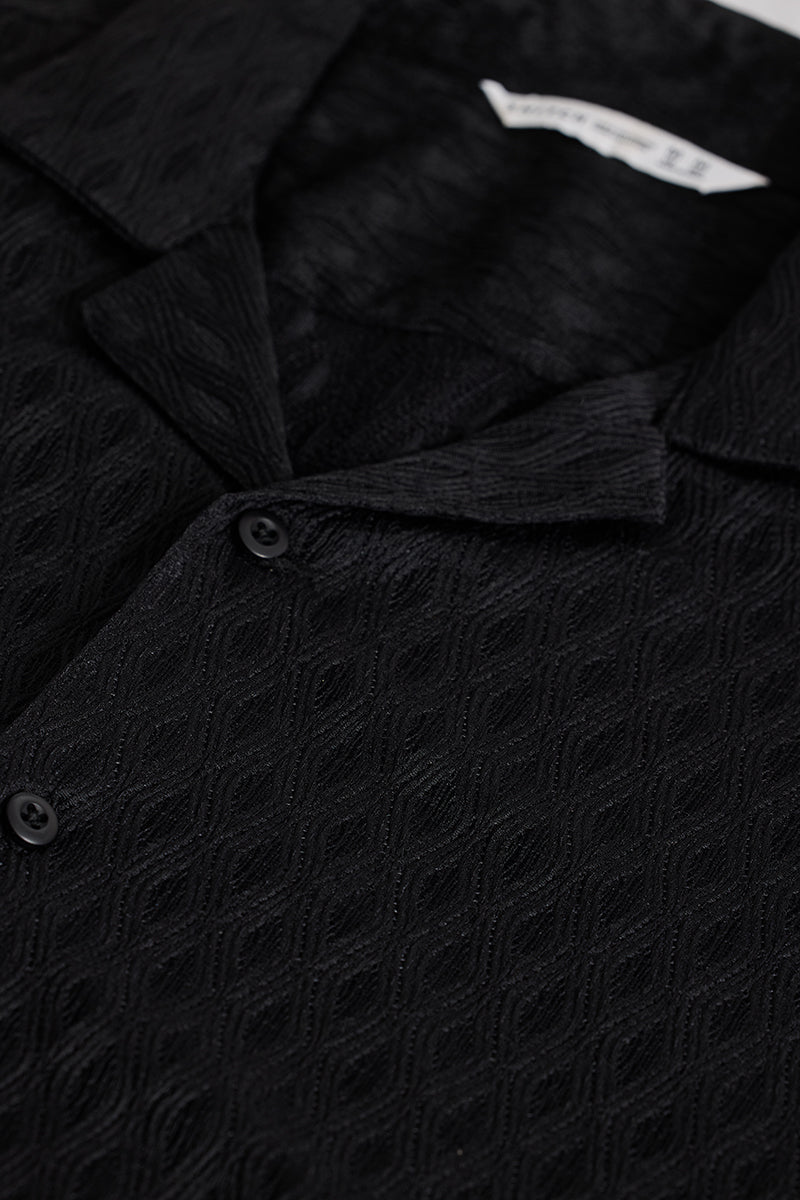 Men's Black Casual Oversized Fit Printed Half Sleeves Shirt