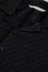 Men's Black Casual Oversized Fit Printed Half Sleeves Shirt