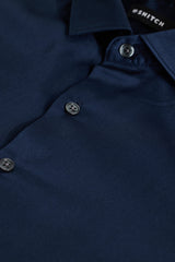 Men's Navy Formal Slim Fit Solid Full Sleeves Shirt