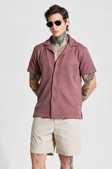 Men's Pink Casual Oversized Fit Printed Half Sleeves Shirt