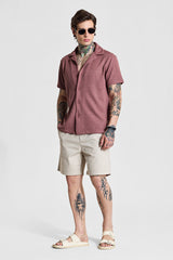 Men's Pink Casual Oversized Fit Printed Half Sleeves Shirt