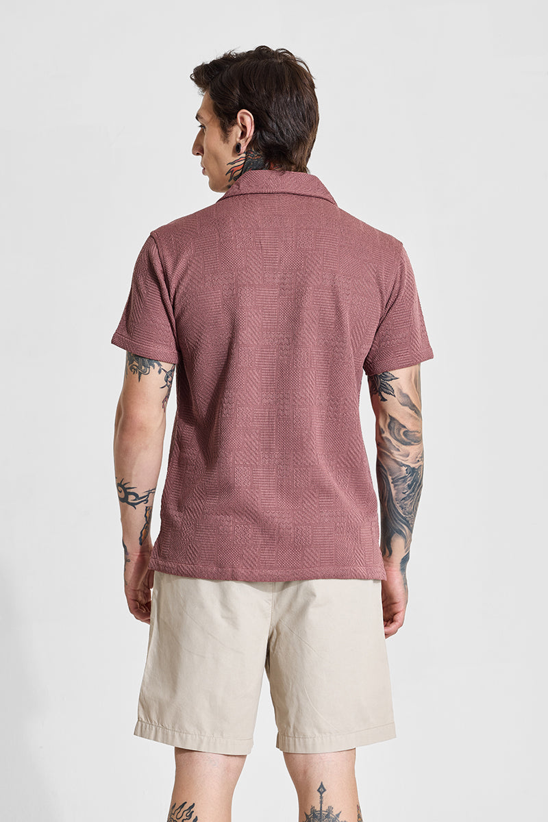 Men's Pink Casual Oversized Fit Printed Half Sleeves Shirt