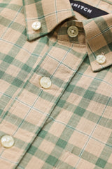 Men's Beige Casual Regular Fit Checkered Full Sleeves Shirt