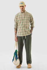 Men's Beige Casual Regular Fit Checkered Full Sleeves Shirt