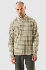 Men's Beige Casual Regular Fit Checkered Full Sleeves Shirt