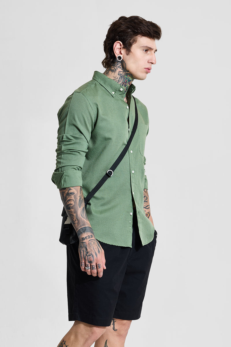 Men's Green Casual Slim Fit Shirt