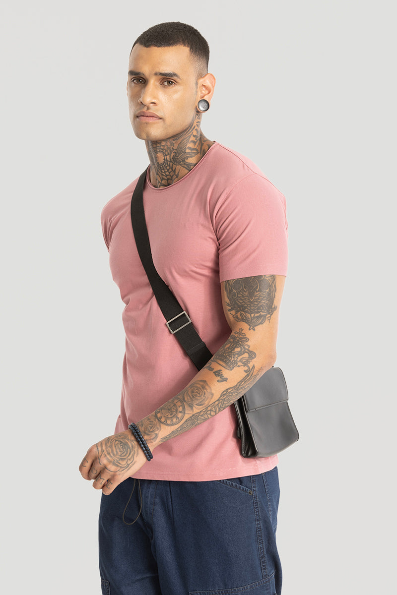 Men's Pink Casual Slim Fit Tshirt