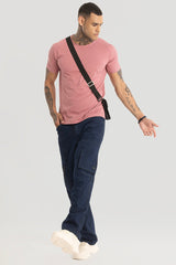 Men's Pink Casual Slim Fit Tshirt