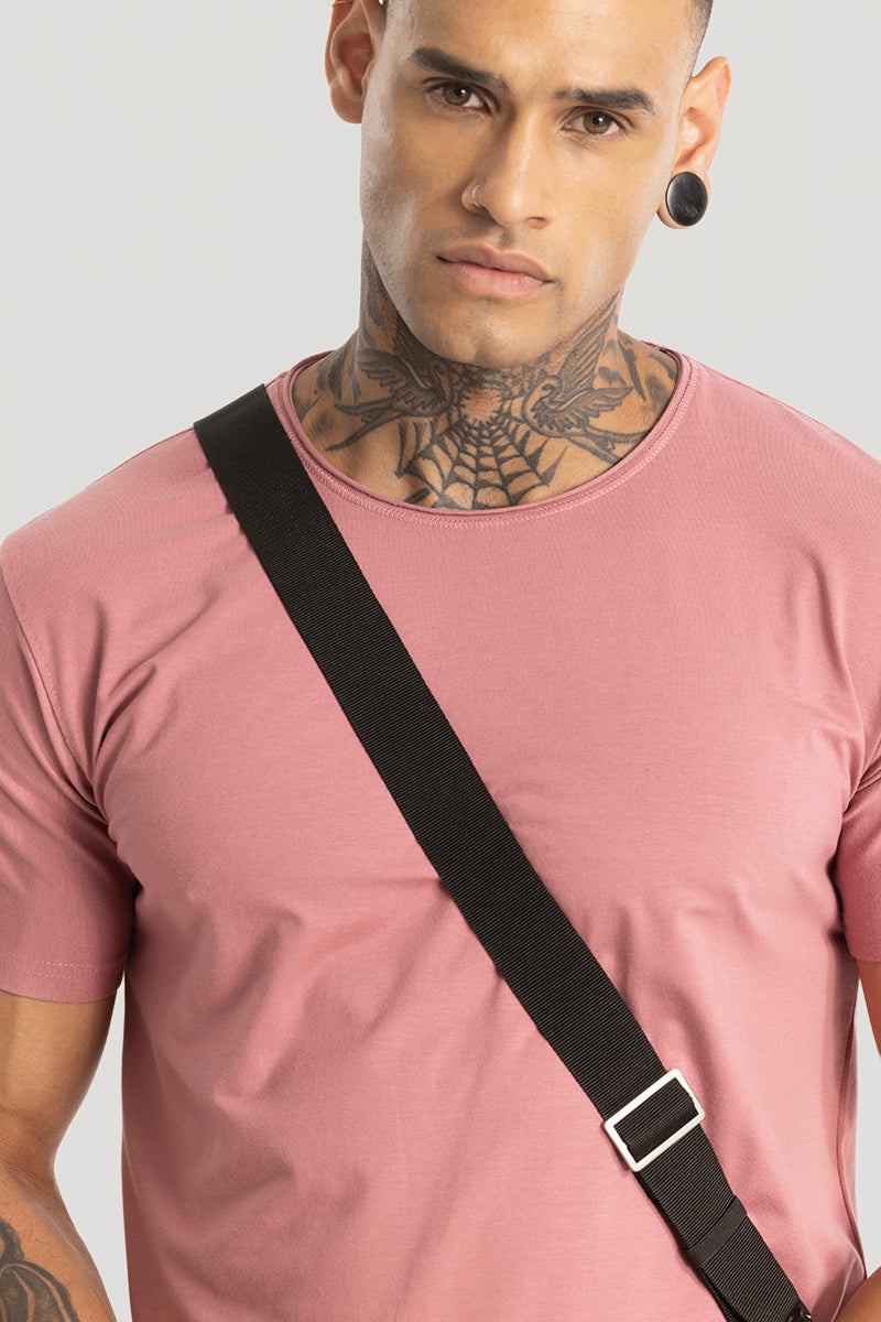 Men's Pink Casual Slim Fit Tshirt