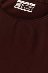 Men's Maroon Casual Slim Fit Solid Half Sleeves Tshirt